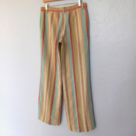 Moschino 100% Linen Wide Leg Pant Pastel Rainbow Stripe 10 - Picture 12 of 13